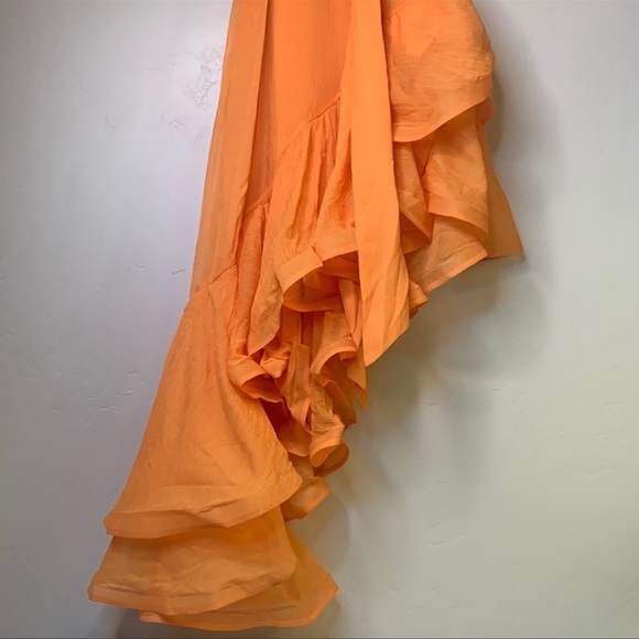Elliate Maldives Ruffle Asymmetric Maxi Dress in Mango | Tangerine - Picture 8 of 12